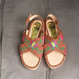 Embroidered Brown Sandals